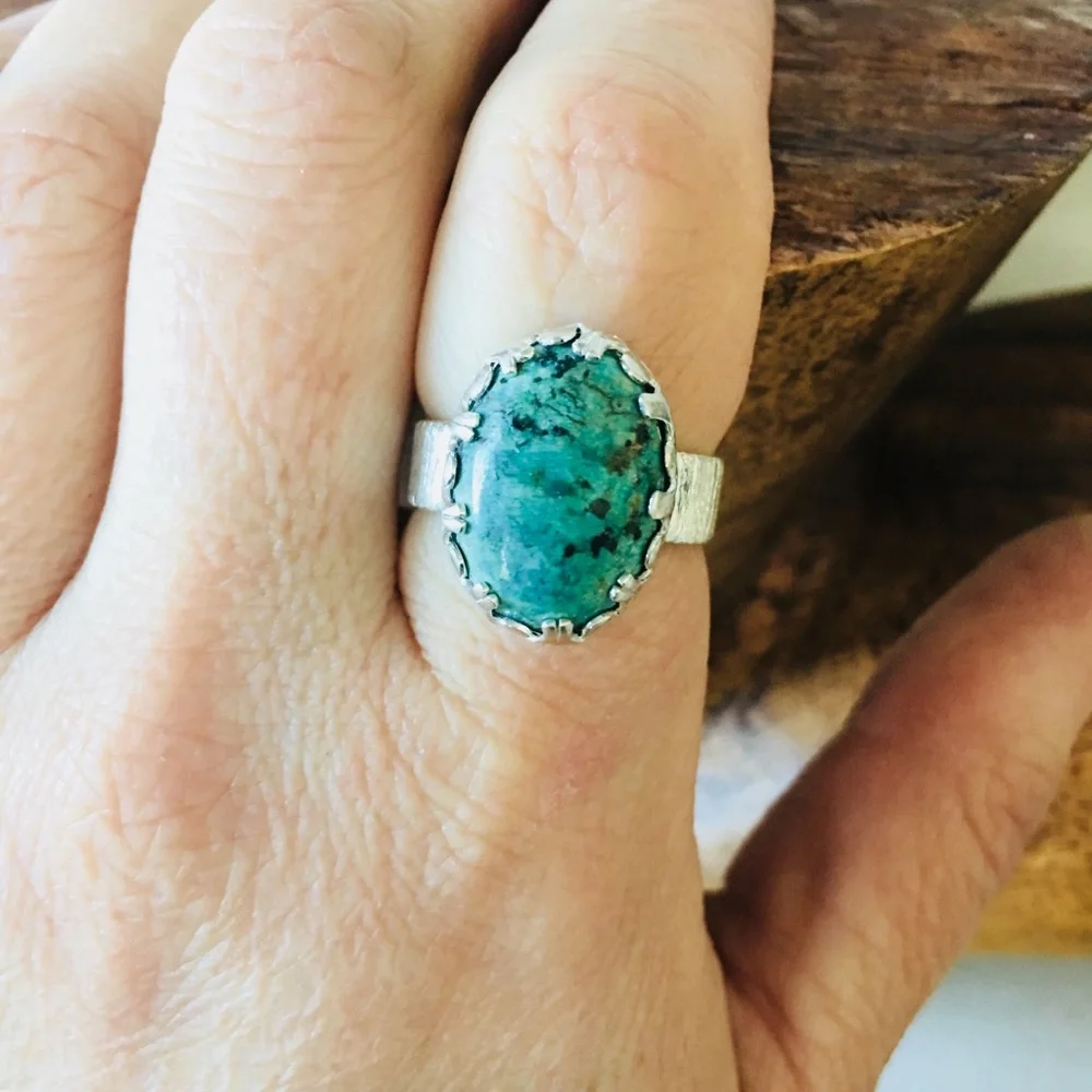 Sterling Silver African‎ Turquoise Ring Handmade